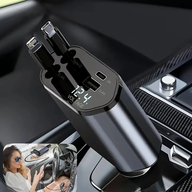 شاحن سيارة سريع الشحن 120 واط - بمنفذ USB وType-C